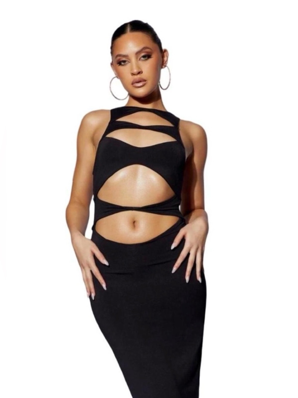 NWT Meshki Chloe Cut out Black stretchy Bodycon Dress XXL